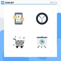 Universal Icon Symbols Group of 4 Modern Flat Icons of promotoin iot digital cart board Editable Vector Design Elements