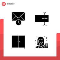 Pack of 4 Universal Glyph Icons for Print Media on White Background vector