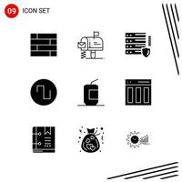 Collection of 9 Vector Icons in solid style Pixle Perfect Glyph Symbols for Web and Mobile Solid Icon Signs on White Background 9 Icons