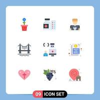 Set of 9 Modern UI Icons Symbols Signs for app city hospital building repair Editable Vector Design Elements
