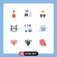 Set of 9 Modern UI Icons Symbols Signs for app city hospital building repair Editable Vector Design Elements