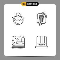 4 Black Icon Pack Outline Symbols Signs for Responsive designs on white background 4 Icons Set vector