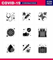 Corona virus 2019 and 2020 epidemic 9 Solid Glyph Black icon pack such as clean covid dna coronavirus virus viral coronavirus 2019nov disease Vector Design Elements