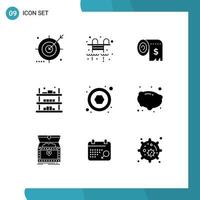 Set of 9 Vector Solid Glyphs on Grid for sell raft budget commerce finance Editable Vector Design Elements