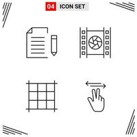 4 Icons Line Style Grid Based Creative Outline Symbols for Website Design Simple Line Icon Signs Isolated on White Background 4 Icon Set vector