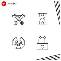 Collection of 4 Vector Icons in Line style Pixle Perfect Outline Symbols for Web and Mobile Line Icon Signs on White Background 4 Icons