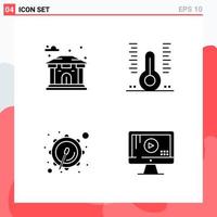 Collection of 4 Vector Icons in solid style Modern Glyph Symbols for Web and Mobile Solid Icon Sign Isolated on White Background 4 Icons