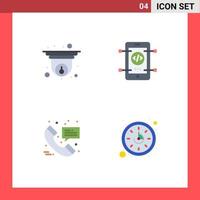 Pack of 4 Modern Flat Icons Signs and Symbols for Web Print Media such as cam hospital call information development message Editable Vector Design Elements