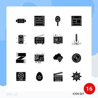 Set of 16 Commercial Solid Glyphs pack for rug web info site design Editable Vector Design Elements