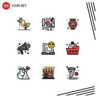 Set of 9 Modern UI Icons Symbols Signs for develop bad pot speaker advertisement Editable Vector Design Elements