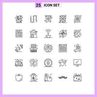 Modern Set of 25 Lines Pictograph of complex app jewelry framework greeting card Editable Vector Design Elements