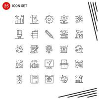 Set of 25 Commercial Lines pack for pan camping science idea bulb Editable Vector Design Elements