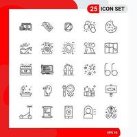 Creative Set of 25 Universal Outline Icons isolated on White Background vector