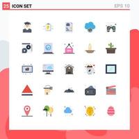 User Interface Pack of 25 Basic Flat Colors of remote control pad file sync cloud Editable Vector Design Elements