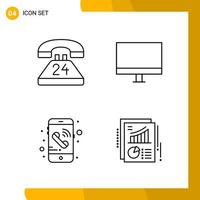 4 Icon Set Line Style Icon Pack Outline Symbols isolated on White Backgound for Responsive Website Designing vector