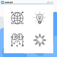 Modern 4 Line style icons Outline Symbols for general use Creative Line Icon Sign Isolated on White Background 4 Icons Pack vector