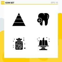 Collection of 4 Universal Solid Icons Icon Set for Web and Mobile vector