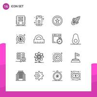 16 User Interface Outline Pack of modern Signs and Symbols of mission goal award business star Editable Vector Design Elements