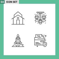 Pictogram Set of 4 Simple Filledline Flat Colors of building unicorn startup municipal living rocket Editable Vector Design Elements