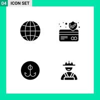 Pack of 4 Solid Style Icon Set Glyph Symbols for print Creative Signs Isolated on White Background 4 Icon Set vector