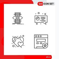 Creative Set of 4 Universal Outline Icons isolated on White Background vector