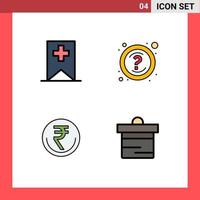 Modern Set of 4 Filledline Flat Colors and symbols such as tag finance help support inr Editable Vector Design Elements