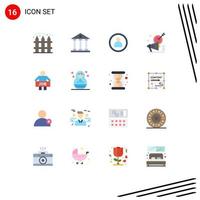 Group of 16 Flat Colors Signs and Symbols for jobless target school marketing campaign Editable Pack of Creative Vector Design Elements