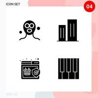 Vector Pack of 4 Icons in Solid Style Creative Glyph Pack isolated on White Background for Web and Mobile