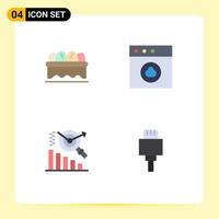 Universal Icon Symbols Group of 4 Modern Flat Icons of basket cable app business electronic Editable Vector Design Elements