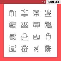 16 Icon Pack Line Style Outline Symbols on White Background Simple Signs for general designing vector