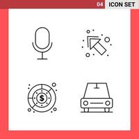 4 Icon Pack Line Style Outline Symbols on White Background Simple Signs for general designing vector