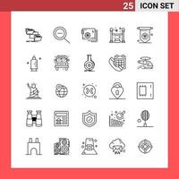 25 Icon Pack Line Style Outline Symbols on White Background Simple Signs for general designing vector