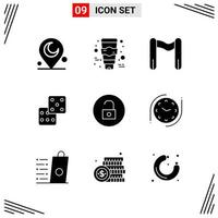 9 Icons Solid Style Grid Based Creative Glyph Symbols for Website Design Simple Solid Icon Signs Isolated on White Background 9 Icon Set vector