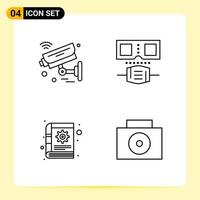 4 iconos creativos para el diseño moderno de sitios web y aplicaciones móviles receptivas 4 símbolos de contorno signos sobre fondo blanco paquete de 4 iconos vector