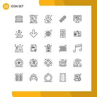 Universal Icon Symbols Group of 25 Modern Lines of code set user pack success Editable Vector Design Elements