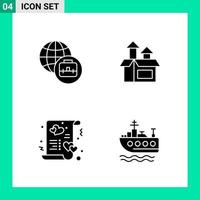 Pack of 4 Solid Style Icon Set Glyph Symbols for print Creative Signs Isolated on White Background 4 Icon Set vector