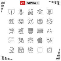 25 Icons Line Style Grid Based Creative Outline Symbols for Website Design Simple Line Icon Signs Isolated on White Background 25 Icon Set vector