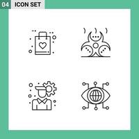 4 Creative Icons Modern Signs and Symbols of bag configuration faq danger data Editable Vector Design Elements