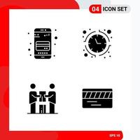 Creative Set of 4 Universal Glyph Icons isolated on White Background vector