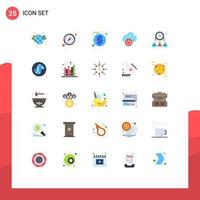 User Interface Pack of 25 Basic Flat Colors of team group network technology cloud Editable Vector Design Elements