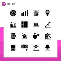 User Interface Pack of 16 Basic Solid Glyphs of grid element cash spa plus Editable Vector Design Elements