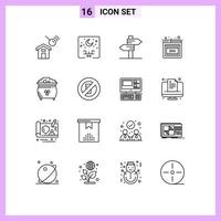 User Interface Pack of 16 Basic Outlines of coin error moon error wedding Editable Vector Design Elements