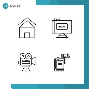 Vector Pack of 4 Outline Symbols Line Style Icon Set on White Background for Web and Mobile