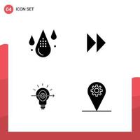 Set of 4 Commercial Solid Glyphs pack for coding bulb development forward focus Editable Vector Design Elements