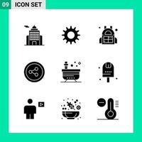 Pack of 9 Solid Style Icon Set Glyph Symbols for print Creative Signs Isolated on White Background 9 Icon Set vector