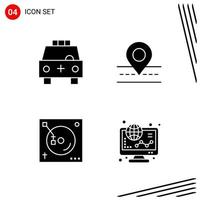 Collection of 4 Vector Icons in solid style Pixle Perfect Glyph Symbols for Web and Mobile Solid Icon Signs on White Background 4 Icons