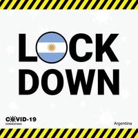 tipografía de bloqueo de coronavirus argentina con bandera de país diseño de bloqueo de pandemia de coronavirus vector