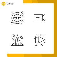 4 Icon Set Line Style Icon Pack Outline Symbols isolated on White Backgound for Responsive Website Designing vector