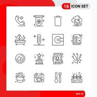 conjunto creativo de 16 iconos de contorno universal aislado sobre fondo blanco vector