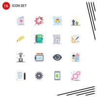 Pack of 16 Modern Flat Colors Signs and Symbols for Web Print Media such as asteroid forward configuration breaking arrows Editable Pack of Creative Vector Design Elements